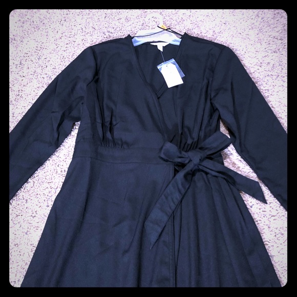 Tru Black Long Sleeve Wrap Dress 